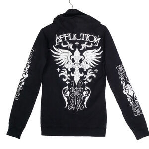 Affliction Live Fast Embellished Cross Sweatshirt Hoodie Full Zip Ladies Large